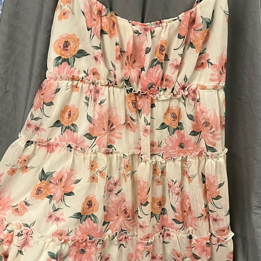 Floral Cream and Pink Mini Dress